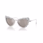 2 in 1 clip-on sunglasses Statement, Cat-eye shape, SK7011, White - Image 2