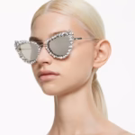 2 in 1 clip-on sunglasses Statement, Cat-eye shape, SK7011, White - Image 8