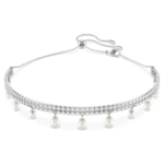 Ariana Grande x Swarovski choker, Crystal pearl, Round cut, White, Rhodium plated