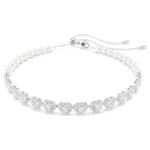 Ariana Grande x Swarovski choker, Mixed cuts, Crystal pearl, Heart, White, Rhodium plated