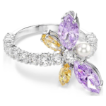 Ariana Grande x Swarovski motif ring, Mixed cuts, Dragonfly, Multicoloured, Rhodium plated