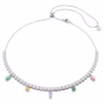 Ariana Grande x Swarovski necklace Mixed cuts, Multicoloured, Rhodium plated