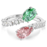 Ariana Grande x Swarovski open ring, Mixed cuts, Multicoloured, Rhodium plated