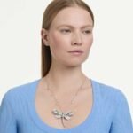 Ariana Grande x Swarovski pendant and brooch, Crystal pearl, Mixed cuts, Dragonfly, White, Rhodium plated - Image 2