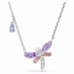 Ariana Grande x Swarovski pendant Mixed cuts, Dragonfly, Multicoloured, Rhodium plated