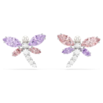 Ariana Grande x Swarovski stud earrings, Mixed cuts, Dragonfly, Multicoloured, Rhodium plated