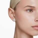 Ariana Grande x Swarovski stud earrings, Mixed cuts, Heart, White, Rhodium plated - Image 2