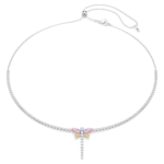 Ariana Grande x Swarovski Y necklace, Mixed cuts, Dragonfly, Multicoloured, Rhodium plated