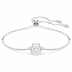 Birthstone bracelet Square cut, April, White, Rhodium plated
