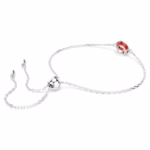 Birthstone bracelet Square cut, July, Red, Rhodium plated - Image 5