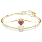 Chroma bangle, Heart, Red, 18K gold finish
