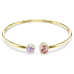 Chroma bangle, Mixed cuts, Multicoloured, 18K gold finish