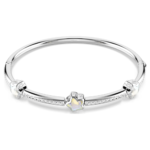 Chroma bangle, Mixed cuts, Star, White, Rhodium plated