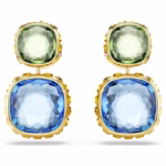 Chroma drop earrings Cushion cut, Multicoloured, 18K gold finish - Image 2