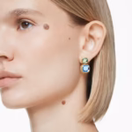 Chroma drop earrings Cushion cut, Multicoloured, 18K gold finish - Image 6
