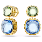 Chroma drop earrings Cushion cut, Multicoloured, 18K gold finish - Image 3