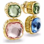 Chroma drop earrings Cushion cut, Multicoloured, 18K gold finish