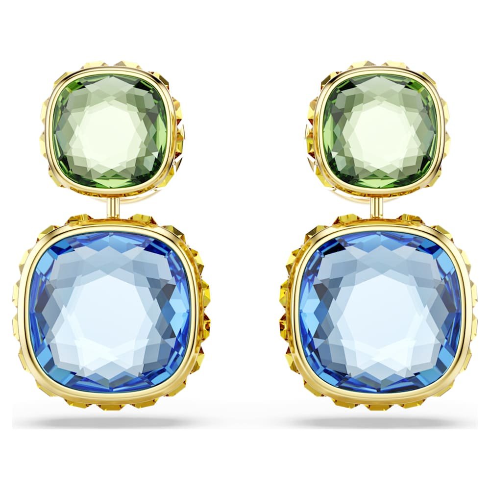 chroma-drop-earrings-cushion-cut-multicoloured-18k-gold-finish-swarovski-5692492 Chroma drop earrings, Cushion cut, Multicoloured, 18K gold finish - Image 1