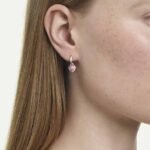 Chroma drop earrings, Heart, Pink, Rhodium plated - Image 2