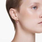 Chroma drop earrings, Heart, Red, 18K gold finish - Image 2