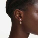 Chroma drop earrings, Mixed cuts, Multicoloured, 18K gold finish - Image 2