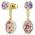 Chroma drop earrings, Mixed cuts, Multicoloured, 18K gold finish