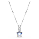 Chroma pendant, Mixed cuts, Star, White, Rhodium plated