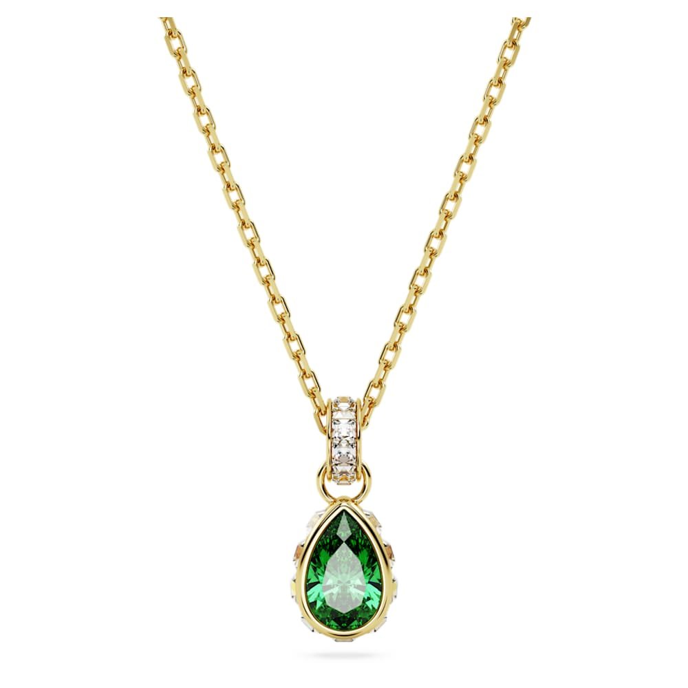 chroma-pendant-pear-cut-green-18k-gold-finish-swarovski-5648751 Chroma pendant, Pear cut, Green, 18K gold finish - Image 1