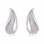 Classica clip earrings Statement, Round cut, White, Sterling silver - Image 2