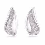 Classica clip earrings Statement, Round cut, White, Sterling silver - Image 3