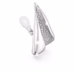 Classica clip earrings Statement, Round cut, White, Sterling silver - Image 4