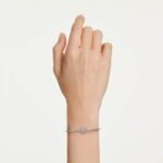 Constella bangle, Round cut, Dancing stone, White, Rhodium plated - Image 2