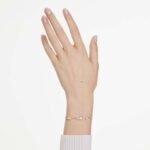 Constella bracelet, Crystal pearl, Round cuts, White, 18K rose gold finish - Image 2