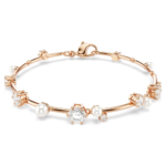 Constella bracelet, Crystal pearl, Round cuts, White, 18K rose gold finish