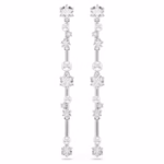 Constella drop earrings Crystal pearl, Round cuts, White, Rhodium plated