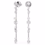 Constella drop earrings Crystal pearl, Round cuts, White, Rhodium plated - Image 4