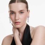 Constella drop earrings, Mixed cuts, White, Rhodium plated - Image 2