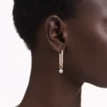 Constella drop earrings Round cut, White, 18K gold finish - Image 7