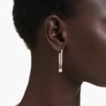 Constella drop earrings, Round cut, White, 18K gold finish - Image 2