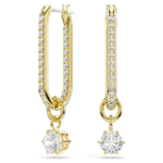 Constella drop earrings, Round cut, White, 18K gold finish