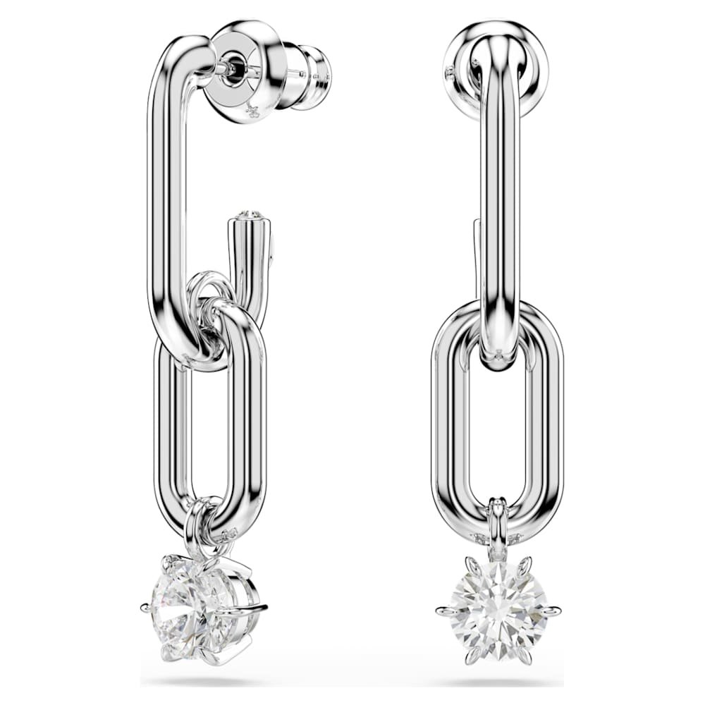 constella-drop-earrings-round-cut-white-rhodium-plated-swarovski-5728584 Constella drop earrings, Round cut, White, Rhodium plated - Image 1