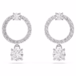 Constella hoop earrings Round cut, White, Rhodium plated - Image 2