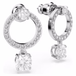Constella hoop earrings Round cut, White, Rhodium plated