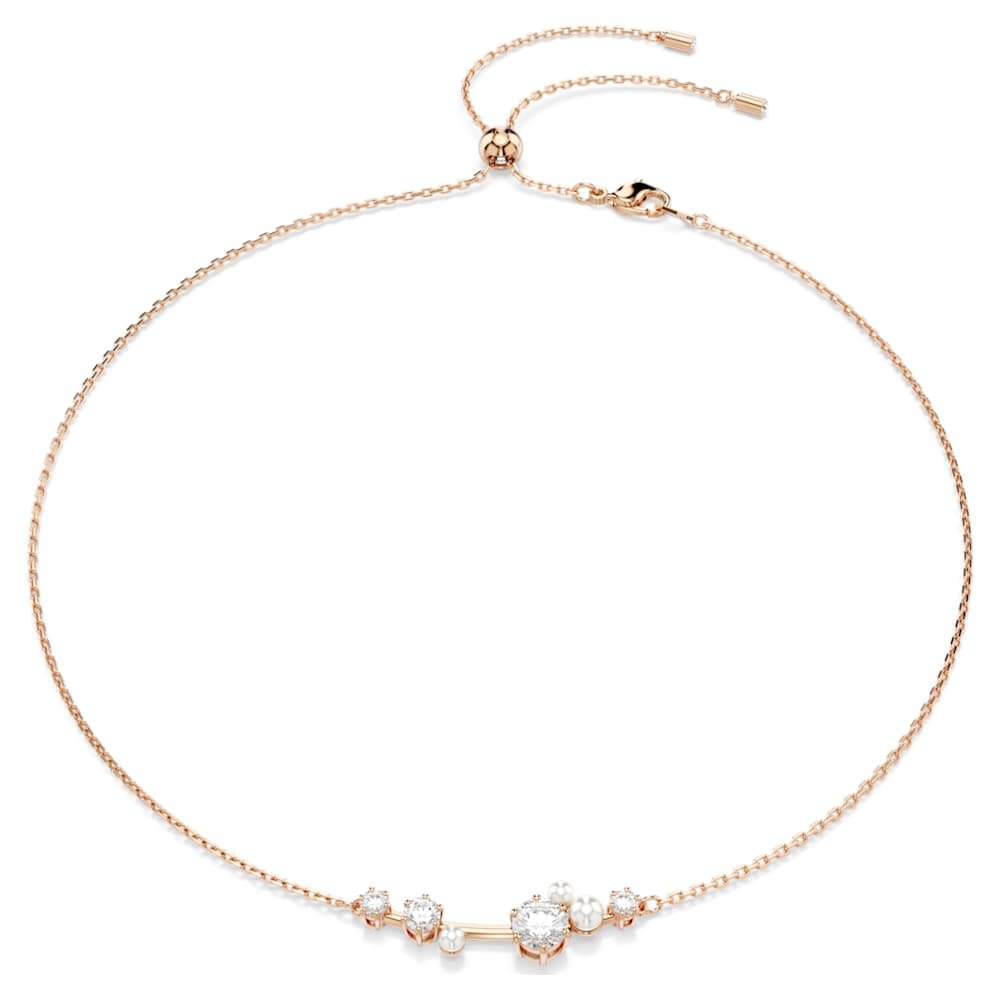 constella-necklace-crystal-pearl-round-cuts-white-18k-rose-gold-finish-swarovski-5729504 Constella necklace, Crystal pearl, Round cuts, White, 18K rose gold finish - Image 1