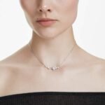 Constella necklace, Crystal pearl, Round cuts, White, Rhodium plated - Image 2