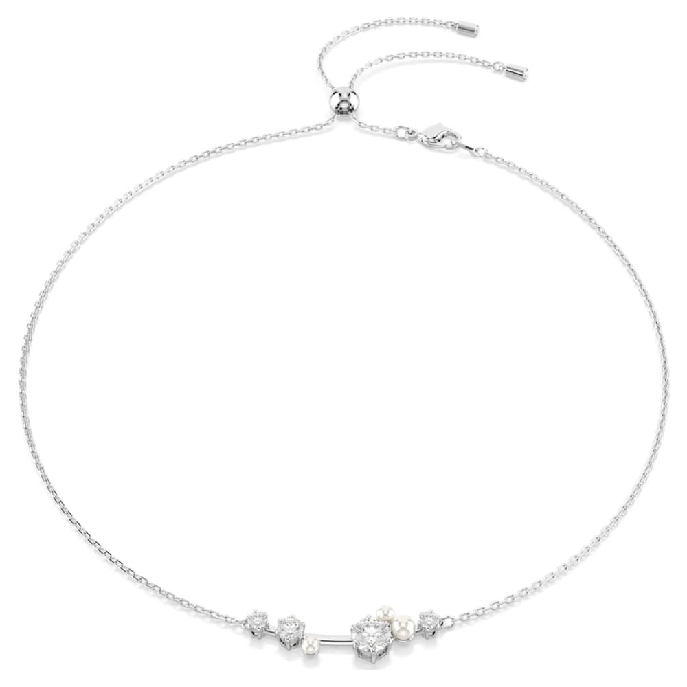 constella-necklace-crystal-pearl-round-cuts-white-rhodium-plated-swarovski-5705626 Constella necklace, Crystal pearl, Round cuts, White, Rhodium plated - Image 1