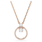 Constella pendant, Pavé, Round cut, White, 18K rose gold finish