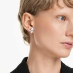Constella stud earrings, Round cut, White, Rhodium plated - Image 2