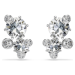 Constella stud earrings, Round cut, White, Rhodium plated