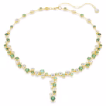 Constella Y necklace Mixed cuts, Green, 18K gold finish